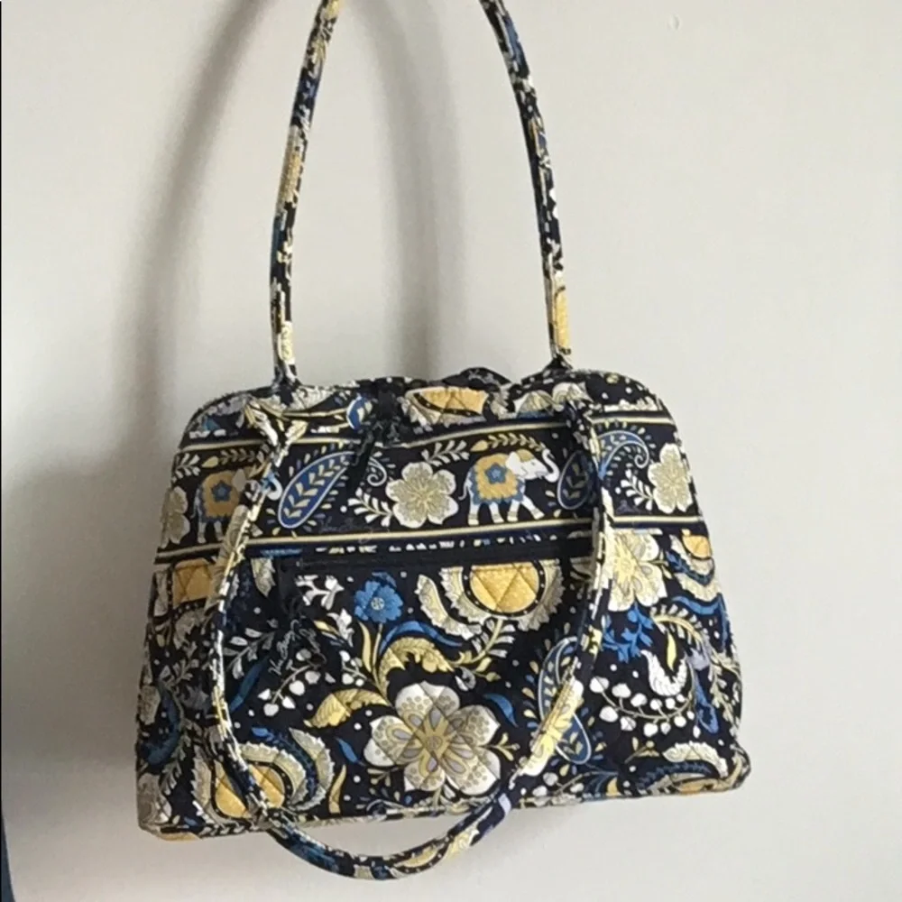 Vera Bradley Eloise Ellie Blue Yellow Paisley Shoulder Carryall Style Bag - Picture 2 of 11